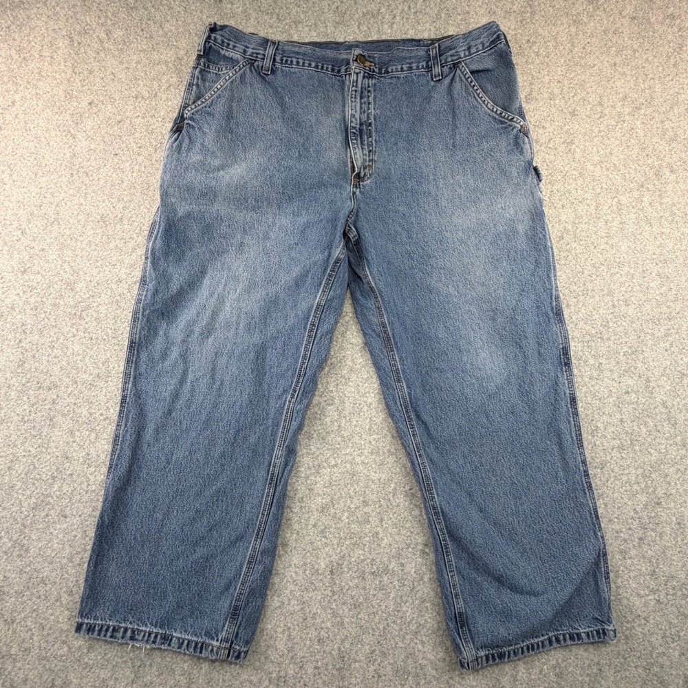 Carhartt Original Dungaree Carpenter Jeans Mens 42x28 Blue Denim Loose Vintage